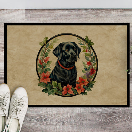 Labrador Retriever Christmas Flowers Doormat