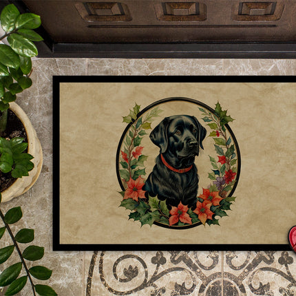 Labrador Retriever Christmas Flowers Doormat