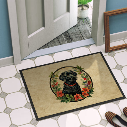 Labrador Retriever Christmas Flowers Doormat