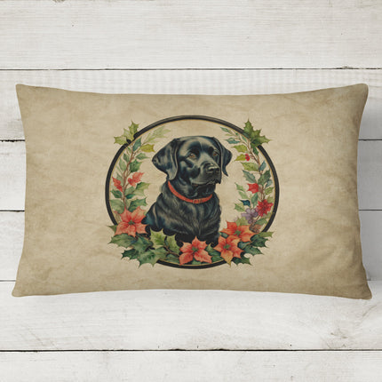 Labrador Retriever Christmas Flowers Throw Pillow