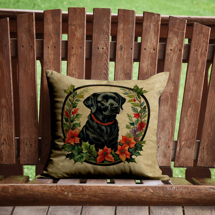 Labrador Retriever Christmas Flowers Throw Pillow