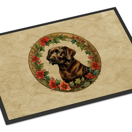 Labrador Retriever Christmas Flowers Doormat