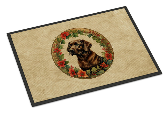 Labrador Retriever Christmas Flowers Doormat
