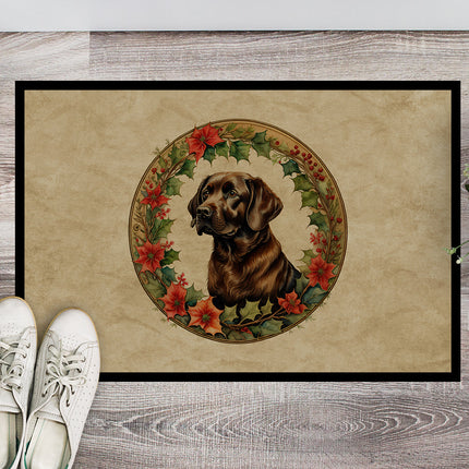 Labrador Retriever Christmas Flowers Doormat