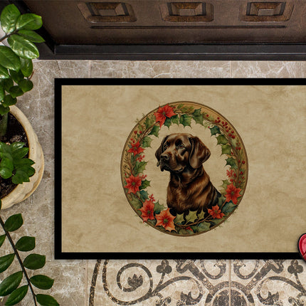 Labrador Retriever Christmas Flowers Doormat
