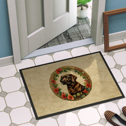 Labrador Retriever Christmas Flowers Doormat