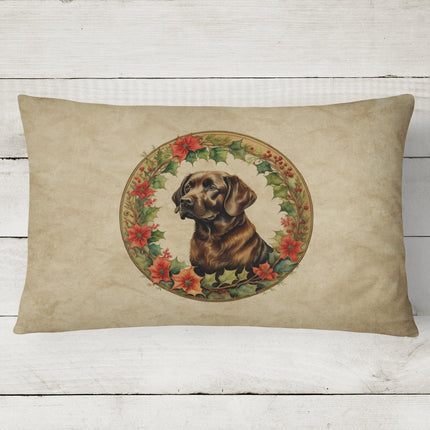 Labrador Retriever Christmas Flowers Throw Pillow