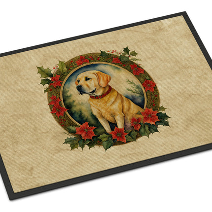 Labrador Retriever Christmas Flowers Doormat