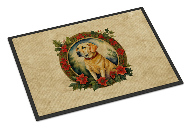 Labrador Retriever Christmas Flowers Doormat
