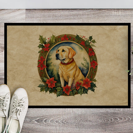 Labrador Retriever Christmas Flowers Doormat