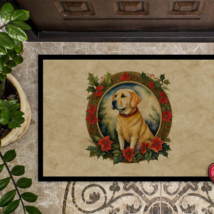 Labrador Retriever Christmas Flowers Doormat