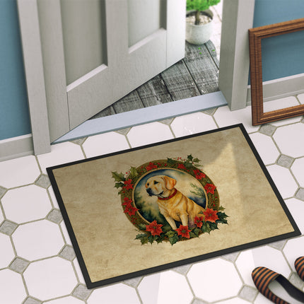 Labrador Retriever Christmas Flowers Doormat