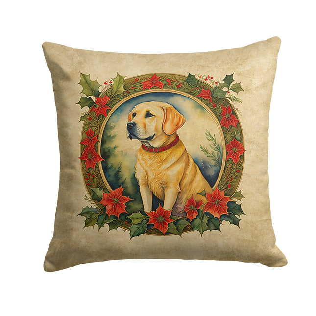 Labrador Retriever Christmas Flowers Throw Pillow
