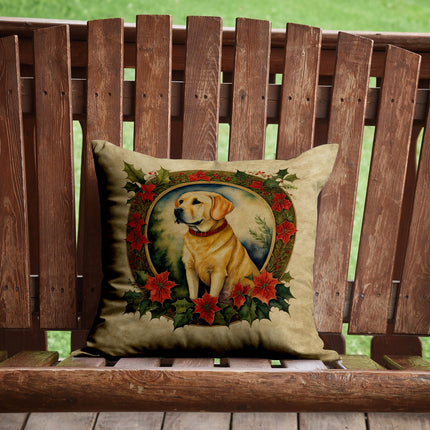 Labrador Retriever Christmas Flowers Throw Pillow