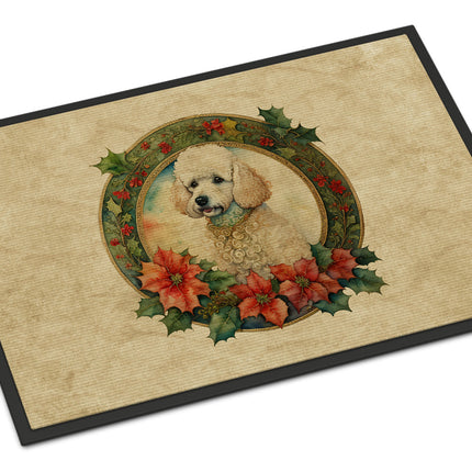 Poodle Christmas Flowers Doormat