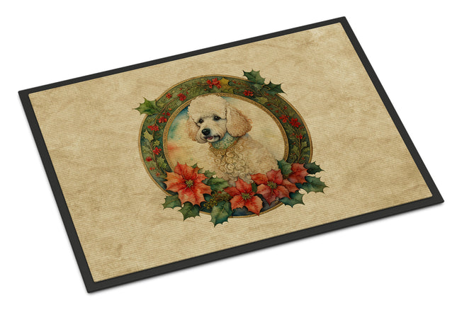 Poodle Christmas Flowers Doormat