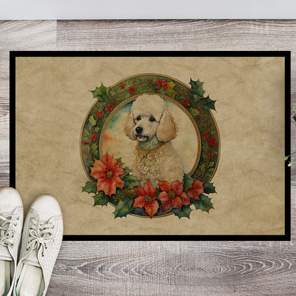 Poodle Christmas Flowers Doormat