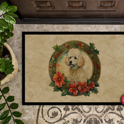 Poodle Christmas Flowers Doormat