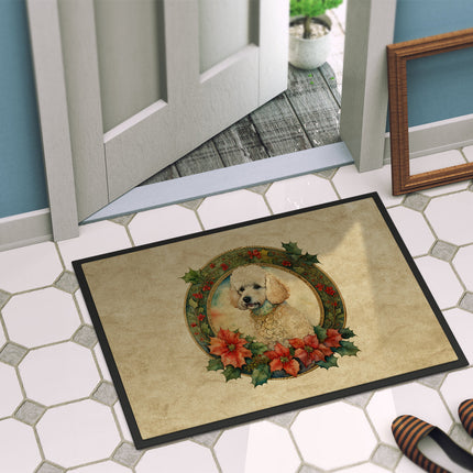 Poodle Christmas Flowers Doormat