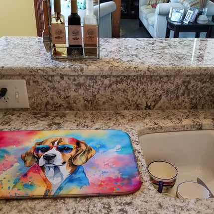 Beagle Hippie Dawg Dish Drying Mat
