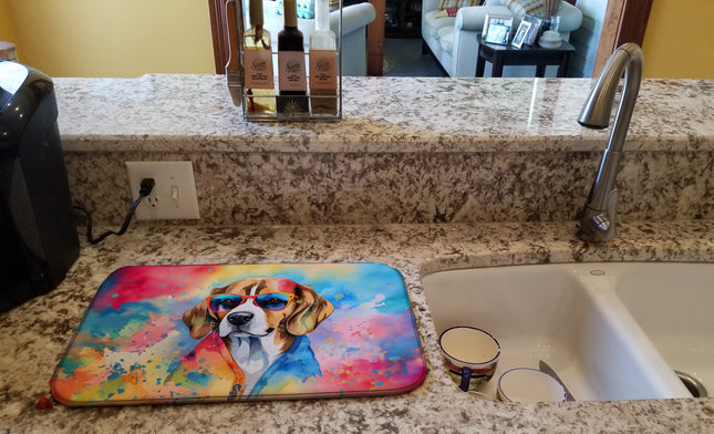 Beagle Hippie Dawg Dish Drying Mat