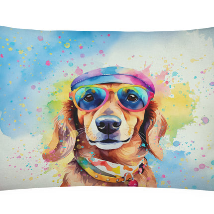 Dachshund Hippie Dawg Throw Pillow