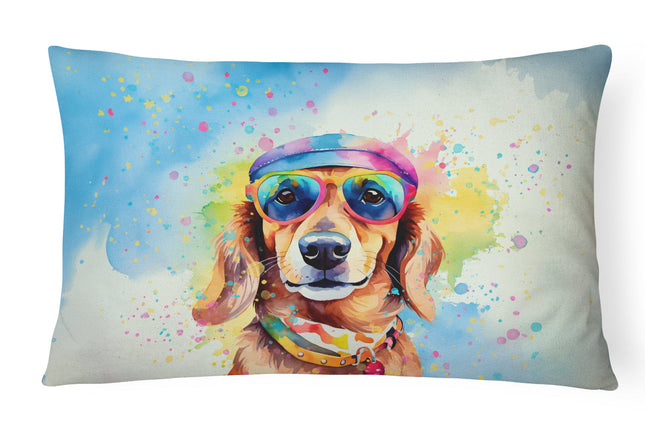 Dachshund Hippie Dawg Throw Pillow