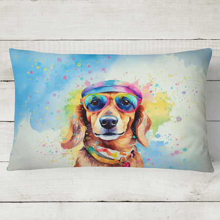 Dachshund Hippie Dawg Throw Pillow