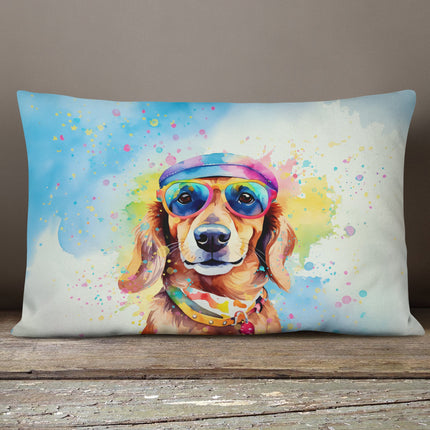 Dachshund Hippie Dawg Throw Pillow
