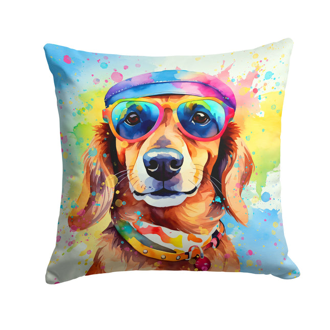 Dachshund Hippie Dawg Throw Pillow