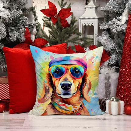 Dachshund Hippie Dawg Throw Pillow