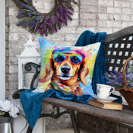 Dachshund Hippie Dawg Throw Pillow