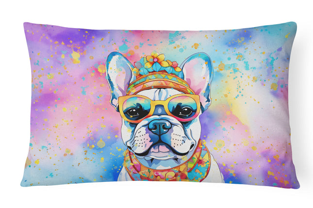 French Bulldog Hippie Dawg Throw Pillow