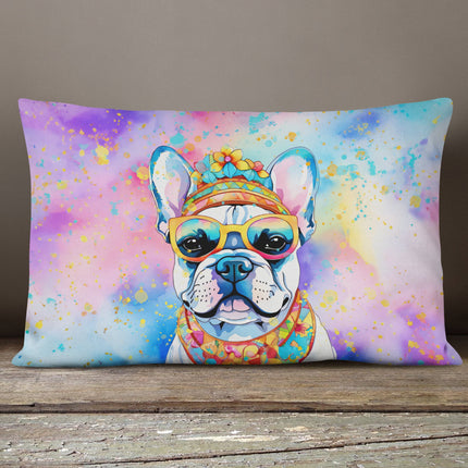 French Bulldog Hippie Dawg Throw Pillow