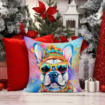 French Bulldog Hippie Dawg Throw Pillow