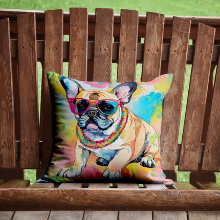 French Bulldog Hippie Dawg Throw Pillow