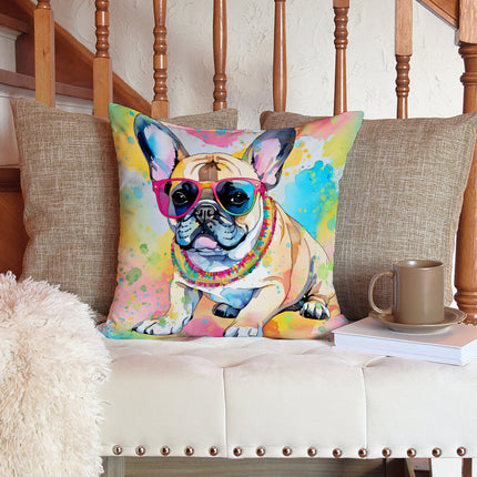 French Bulldog Hippie Dawg Throw Pillow