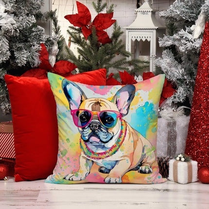 French Bulldog Hippie Dawg Throw Pillow