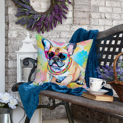 French Bulldog Hippie Dawg Throw Pillow