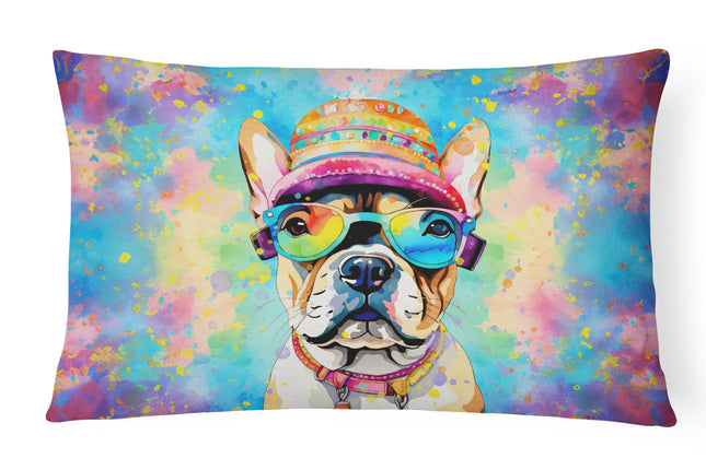 French Bulldog Hippie Dawg Throw Pillow