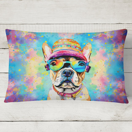 French Bulldog Hippie Dawg Throw Pillow