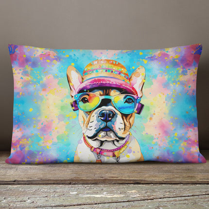French Bulldog Hippie Dawg Throw Pillow