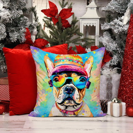 French Bulldog Hippie Dawg Throw Pillow