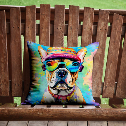 French Bulldog Hippie Dawg Throw Pillow