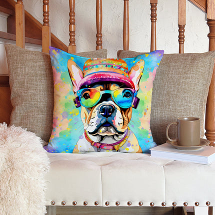 French Bulldog Hippie Dawg Throw Pillow