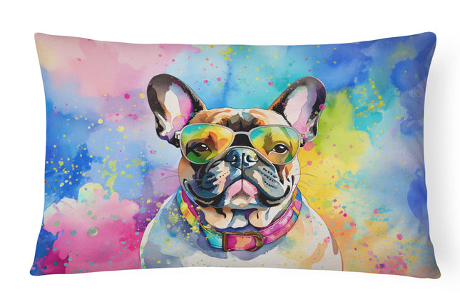 French Bulldog Hippie Dawg Throw Pillow