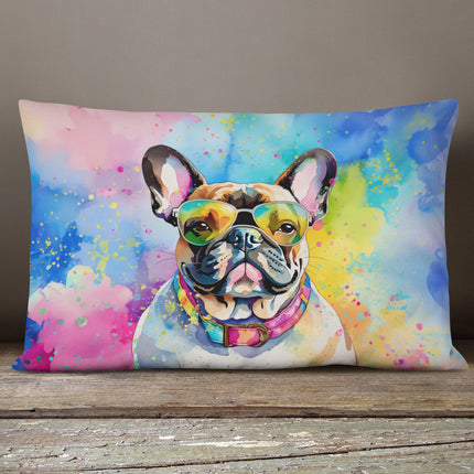 French Bulldog Hippie Dawg Throw Pillow