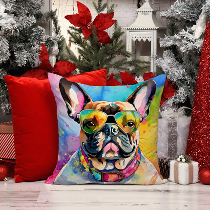 French Bulldog Hippie Dawg Throw Pillow