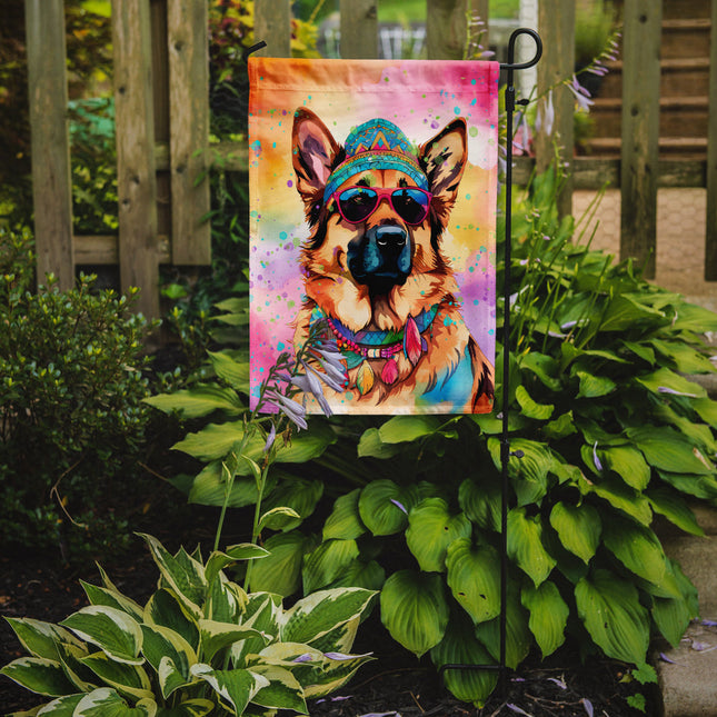 German Shepherd Hippie Dawg Garden Flag