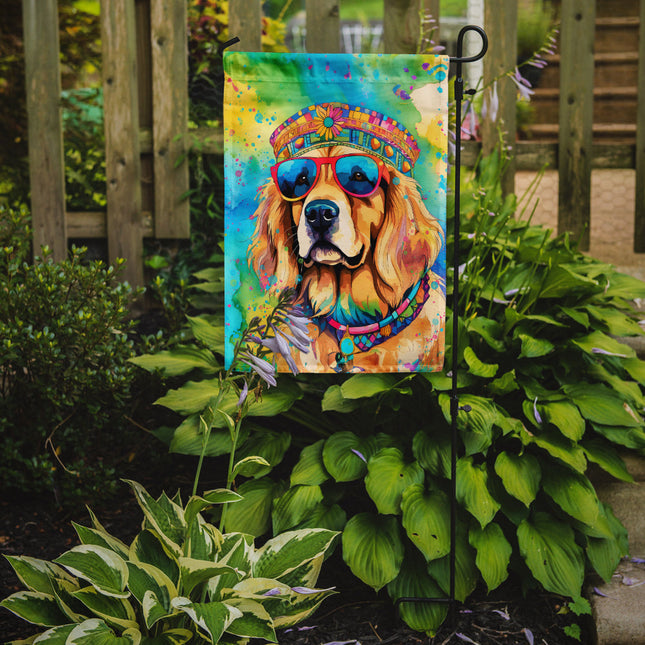 Golden Retriever Hippie Dawg Garden Flag